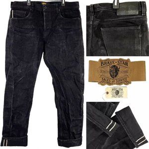 Brave Star Double Black 21.5 oz Heavyweight Selvage Denim Jeans 42 x 36 True Fit